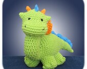dragon crochet plush in lime green cotton yarn handmade stuffed animal amigurumi