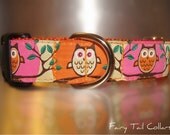 Cute Dog Collar Tree Owls in Orange