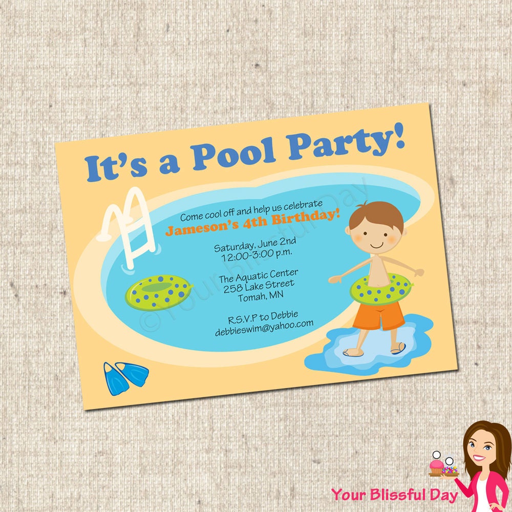 PRINTABLE Boy Pool Party Invitation Il_170x135