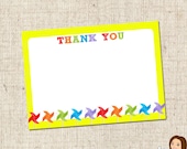 PRINTABLE Colorful Pinwheels Thank You Cards