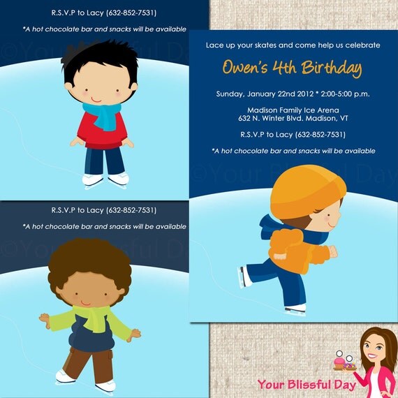 PRINTABLE Boy Ice Skating Party Invitations Il_570xn