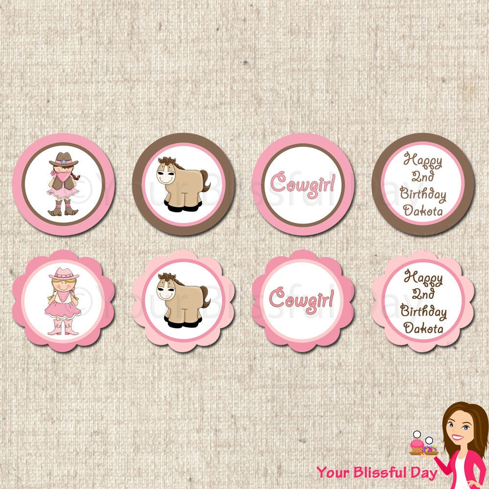 PRINTABLE Cowgirl Party Circles (Personalized) Il_570xn