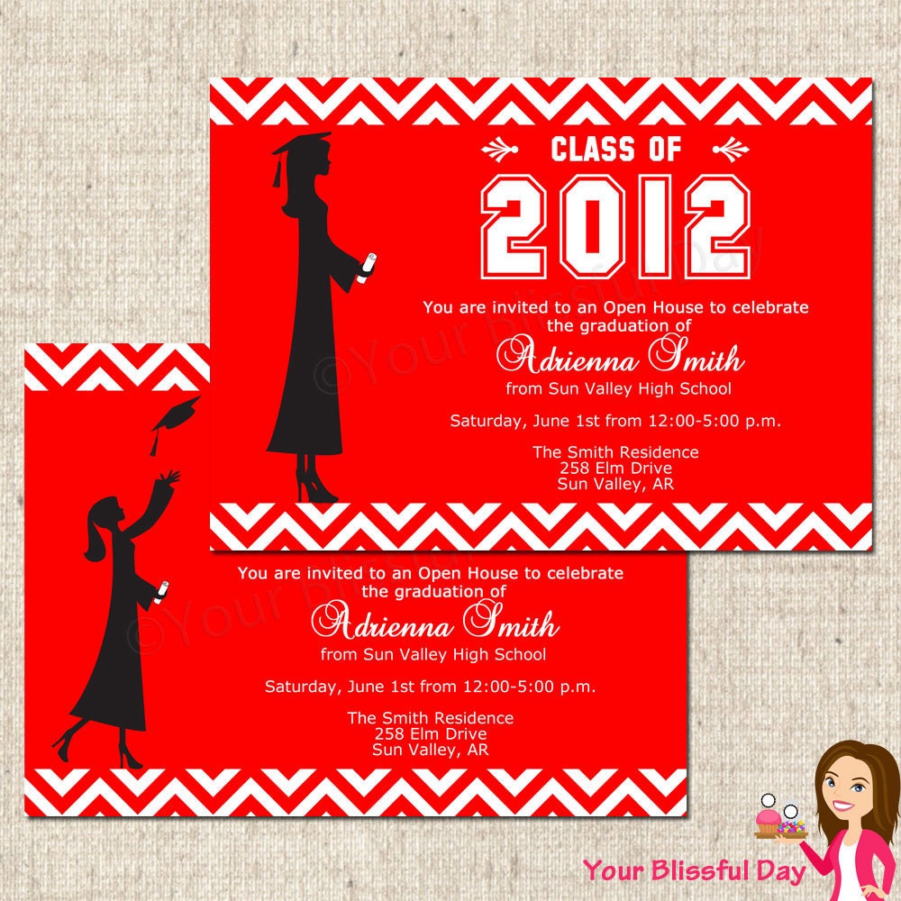 PRINTABLE Female Graduation Party Invitations (Color of your choice) Il_570xn