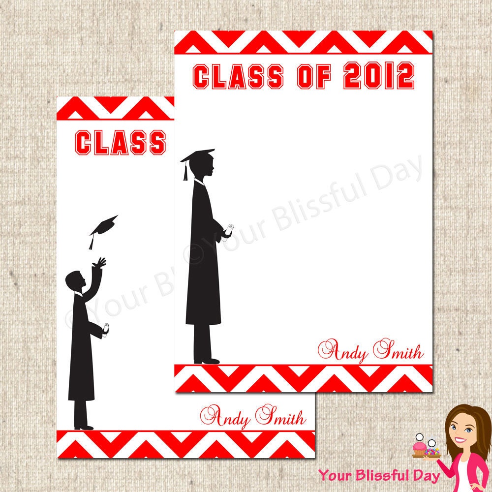PRINTABLE Personalized Male Graduation Party Thank You Cards (Color of your choice) Il_570xn
