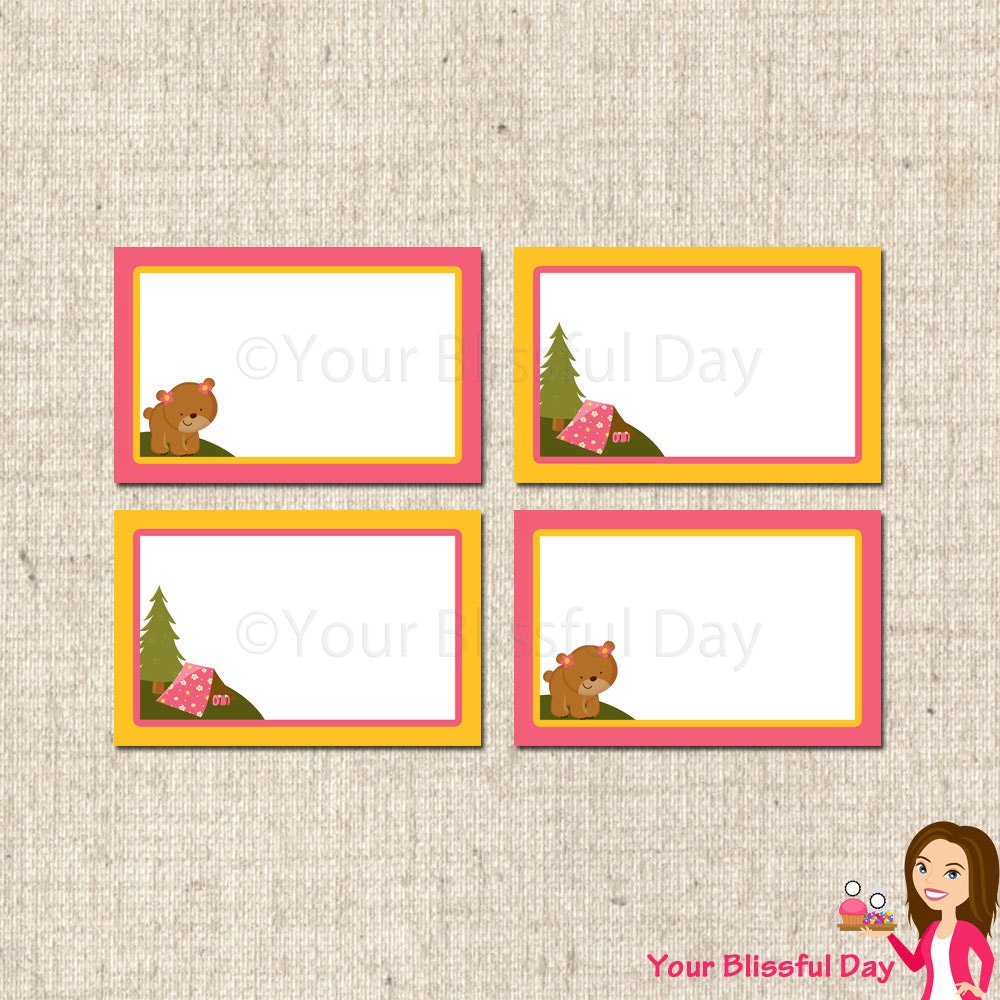 PRINTABLE Girl Camp Out Label Tents Il_570xn