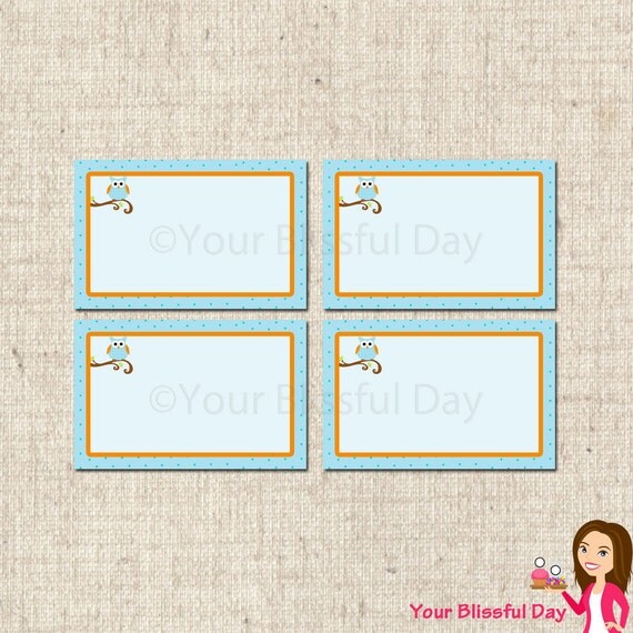 PRINTABLE Boy Owl Party Label Tents Il_570xn
