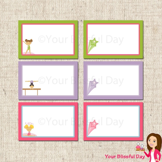 PRINTABLE Girl Gymnast Label Tents Il_570xn