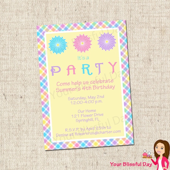 PRINTABLE Spring Time Flowers Party Invitation Il_570xn