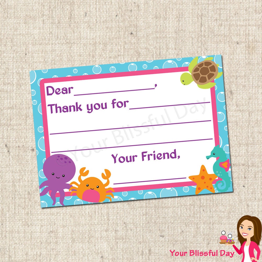 PRINTABLE Under the Sea Fill-in-the-Blank Thank You Cards Il_570xn