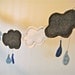 Rain Cloud Banner Blue White Gray Felt Children's Room Nursery Decor Baby Shower Banner