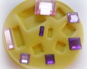 Square Rectangle Faceted Mold Mould Resin Clay Fondant Wax Soap Miniature Sweet Flower Victorian Jewelry Charms Flexible Molds