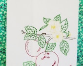 Vintage fruit day-of-the-week hand-embroidered tea towel