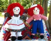 Classic Raggedy Ann and  Raggedy Andy doll measuring 20 inches
