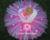SWEET PINK Tutu Flower Headband Set ---- All Sizes 3 6 9 12 18 24 Months 2T 3T 4T 5T----Birthday, Photo, Holidays, Wedding, Dress Up