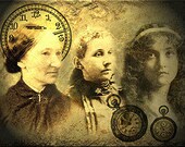 Generation Collage random vintage photos Watches - 5x7-Digital Collage Postcard Print-" Trinity"