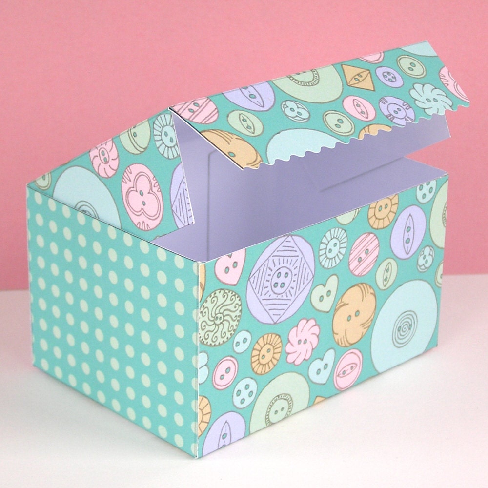 Templates to make 3 Printable Gift Boxes - Pastel Buttons - B1011