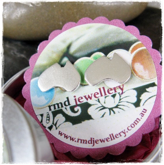 Fine Silver Australia Map Studs on Sterling Silver Posts by RMDJewellery on Etsy