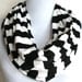 Infinity Scarf in Black and White Stripes Jersey, Loop Scarf, Eternity Scarf, Circle Scarf