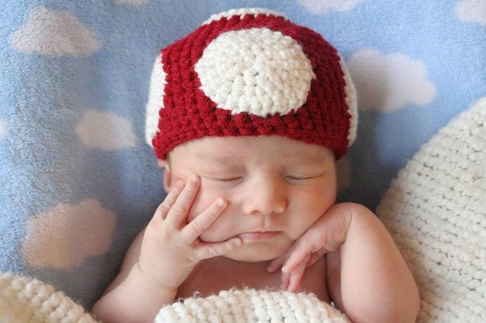 Crochet Cute Mushroom Hat (Newborn)