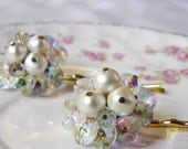 Handmade wedding hair pins vintage earrings reclaimed as hair pins, updo, bride, somthing old