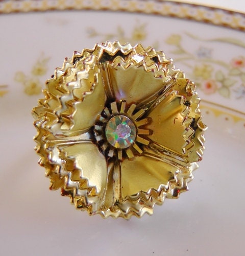 Coctail ring, Handmade vintage ring, adjustable, upcycled, repurposed