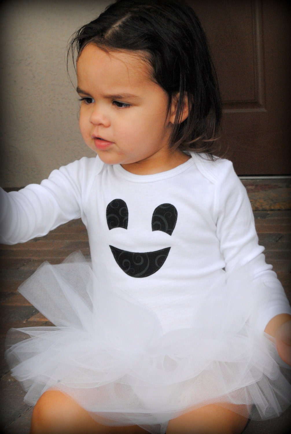 Friendly Ghost Baby Girl Tutu Bodysuit - Halloween Ghost Costume - Sizes Newborn - 24 Months