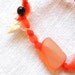 Fabric  bracelet orange whit beads Bangle with recycled seaglass and shells for her - one of a kind - OOAK