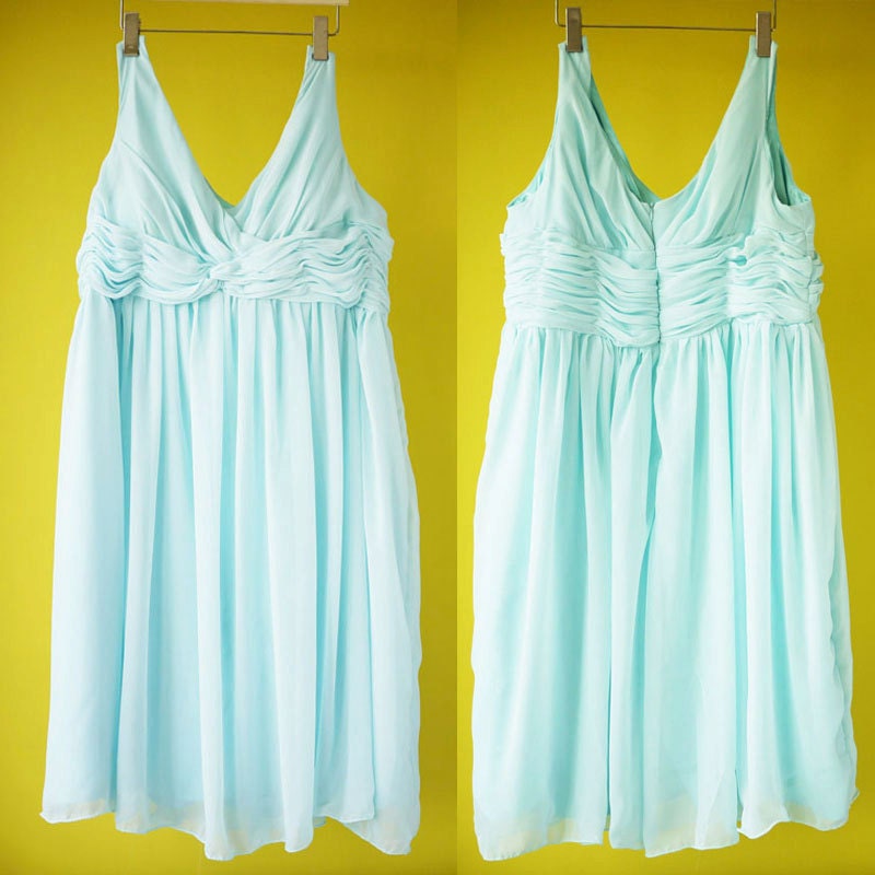 Plus size wedding dress beach greek goddess bridesmaid dress bridal dress baby blue empire waistline chiffon custom made