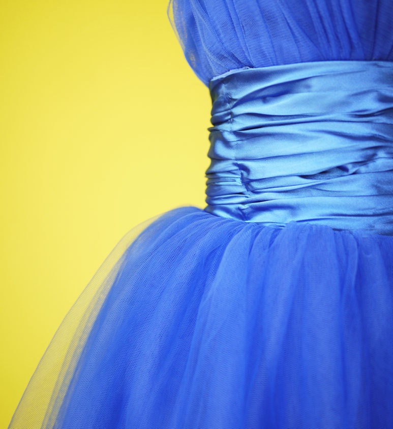 Electric blue bridesmaid dress tulle bandeau romantic retro 50s Cocktail Prom dress Custom Made to Your Size
