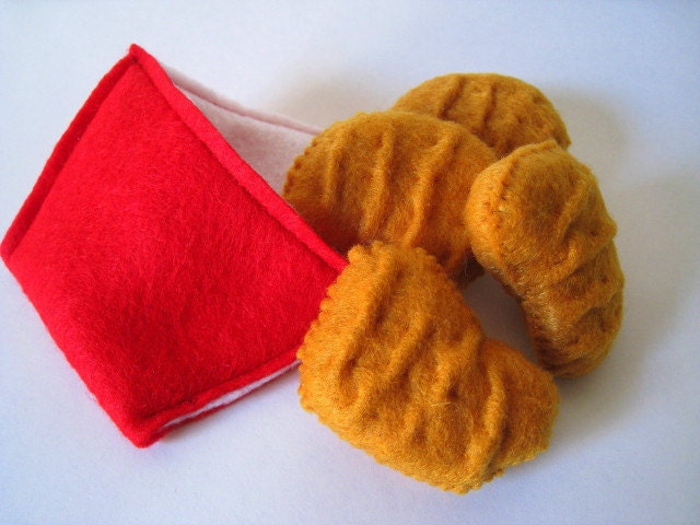 Felt food Chicken nuggets set eco friendly childrens pretend play food for toy kitchen