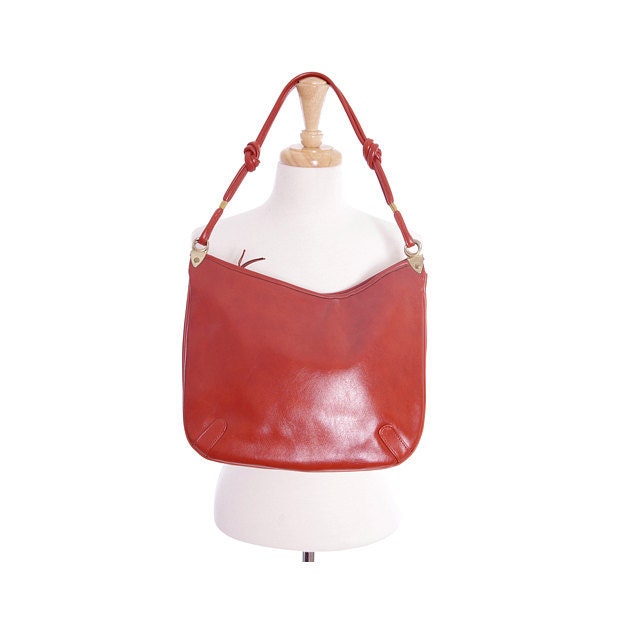 Vintage 50s 60s Bag - Large Saddle Shoulder Bag Vinyl Faux Leather Mod Tote