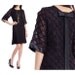 Vintage Lace Dress Sheer Black Embroidered Bow Shift Cocktail Party 50s 60s - M