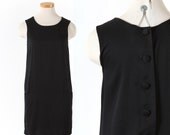 Black Mod Shift Dress - Buttons down the Back & Pockets in the Front - size small