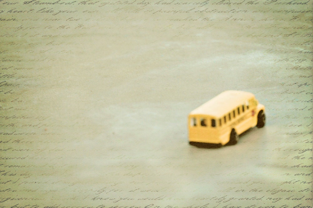 Back to School Yellow Bus photograph 8x12 Fine Art Metallic Photo Print - SylviaCPhotography