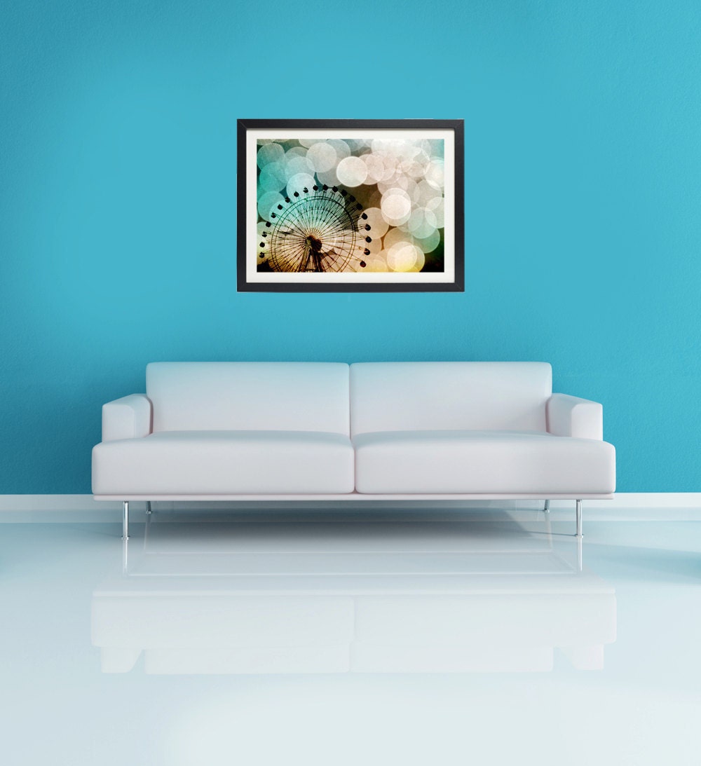 Pastel bokeh blue ferris wheel metallic fine art photo 8x12