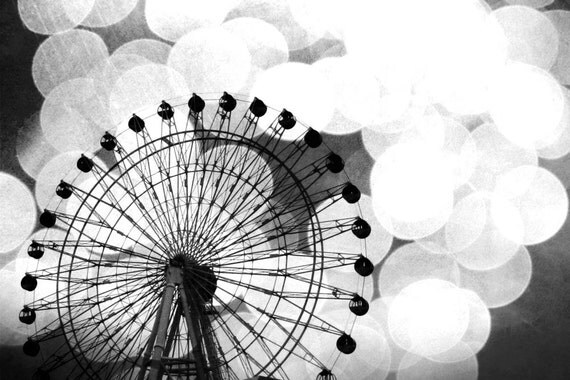 Black and White Ferris Wheel metallic fine art photo 4x6