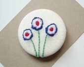 Red White Blue Circle Flowers Embroidered Pin