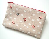 Red Bicycle Blue Bicycle Floating on Clouds Mini Zippered Pouch
