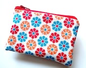 Retro Flowers Mini Zippered Pouch