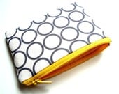 Geometric Gray Circles Mini Zippered Pouch
