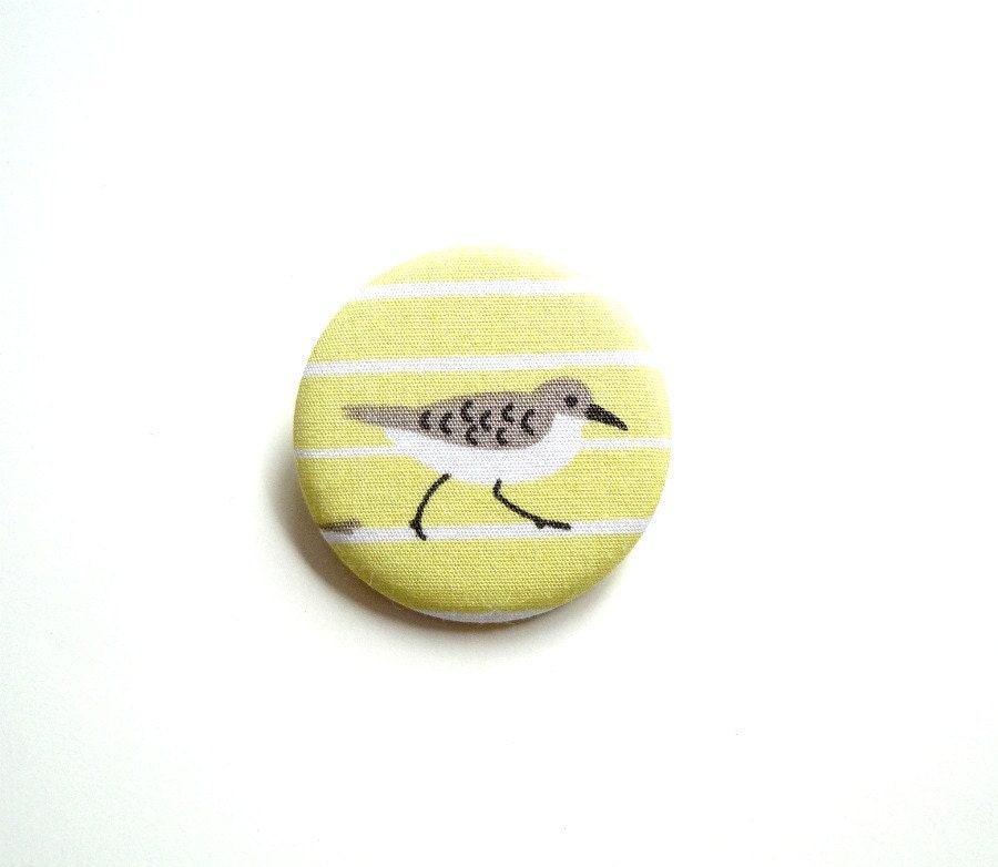 Pastel Yellow Easter Sandpiper Fabric Button Pin Badge Pinback Button