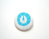 Electric Blue Bright Blue Lion Fabric Button Pin Badge