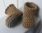 Baby Booties-Brown and Gray-Soft Cotton Blend