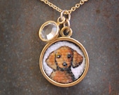 Original Hand Painted Oil Charm Pendant Necklace or Bracelet - Dachsund