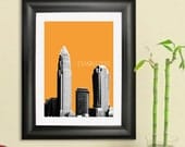 Charlotte Skyline Poster - Charlotte Skyline 2  Art Print - 8 x 10 Choose Your Color