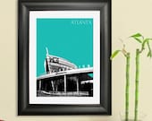 Atlanta Skyline Poster - Atlanta Georgia Aquarium Art Print, 8x10 - Choose your color