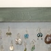 Olive Green Earring Holder Frame Detailed Appliques Natural Pegs.