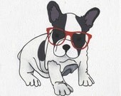 Illustrated French Bulldog Puppy Blank Greetings Card