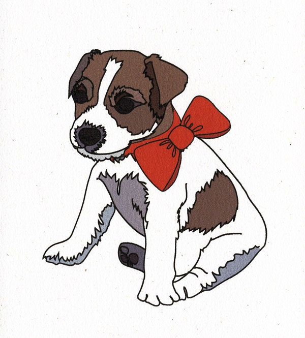 Illustrated Jack Russell Pup Blank Greetings Card