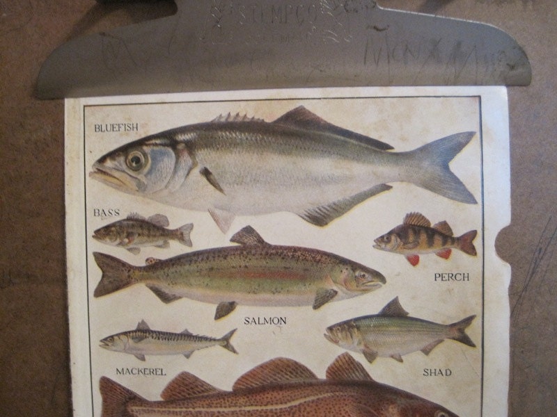 1910 Book Plate of Fish
